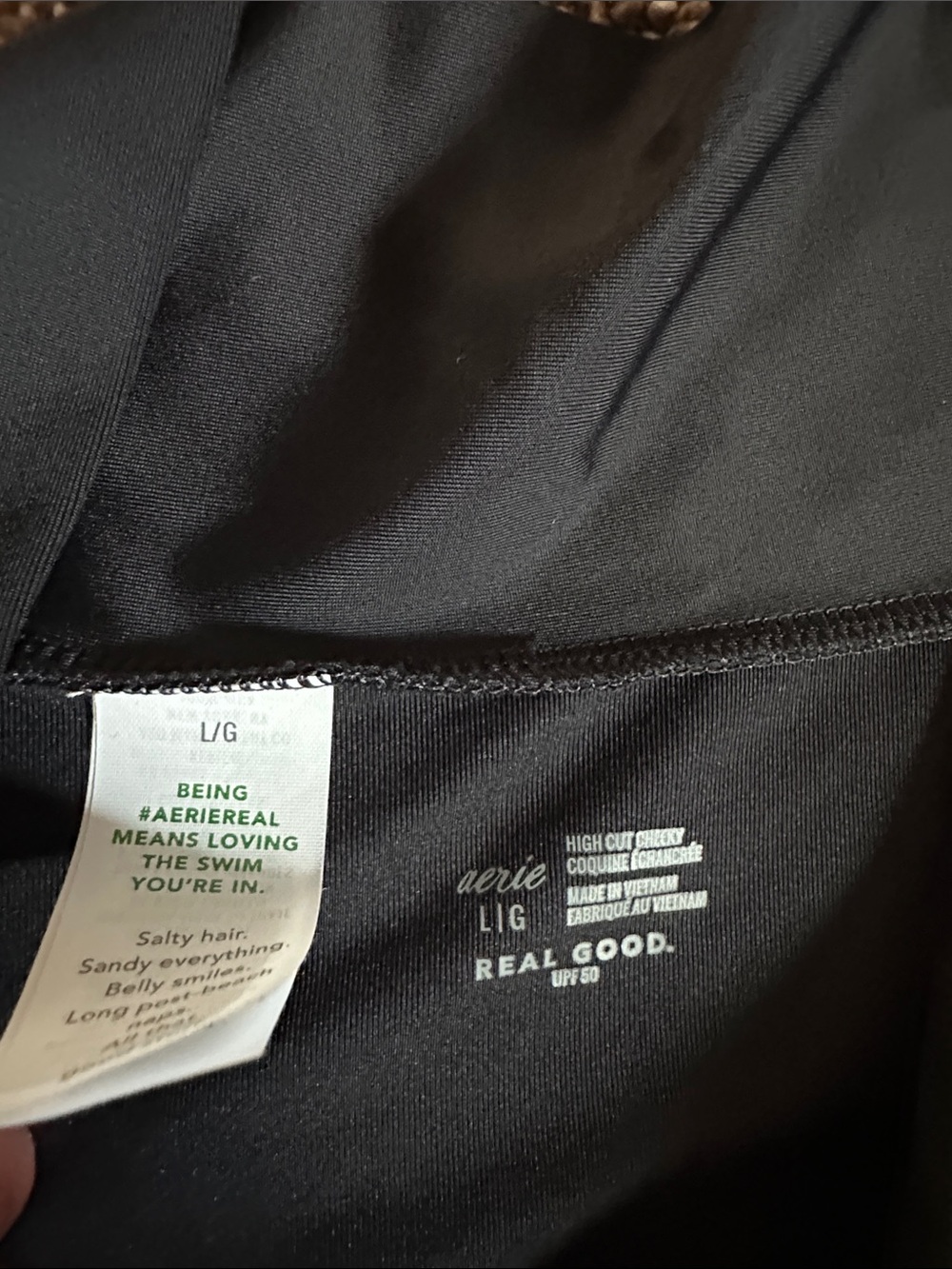 Aerie Black High-Waist Ruched Swim Bottoms - L - Picture 2 of 3